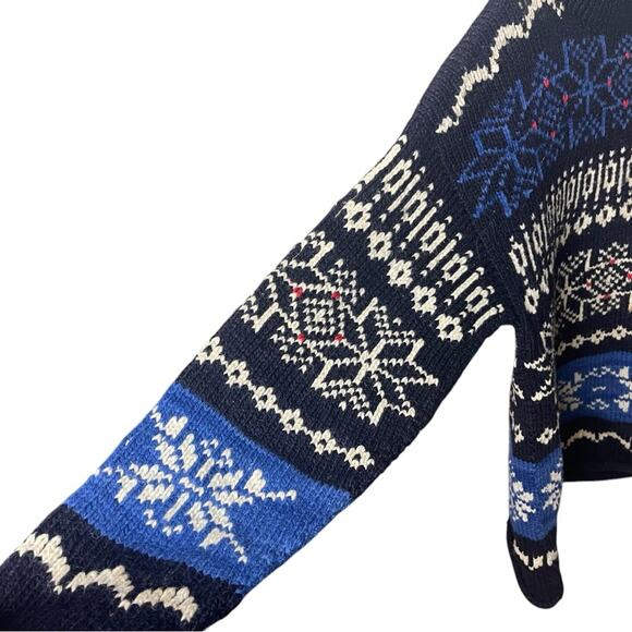 Vintage Bolivian Hand Knit Lambswool Sweater, Fair Isle, Fisherman, Ski Lodge, L - Picture 4 of 7